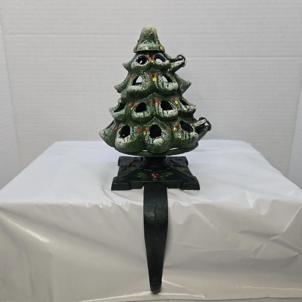 Vintage‎ cast iron indoor outdoor christmas tree candle holder 10